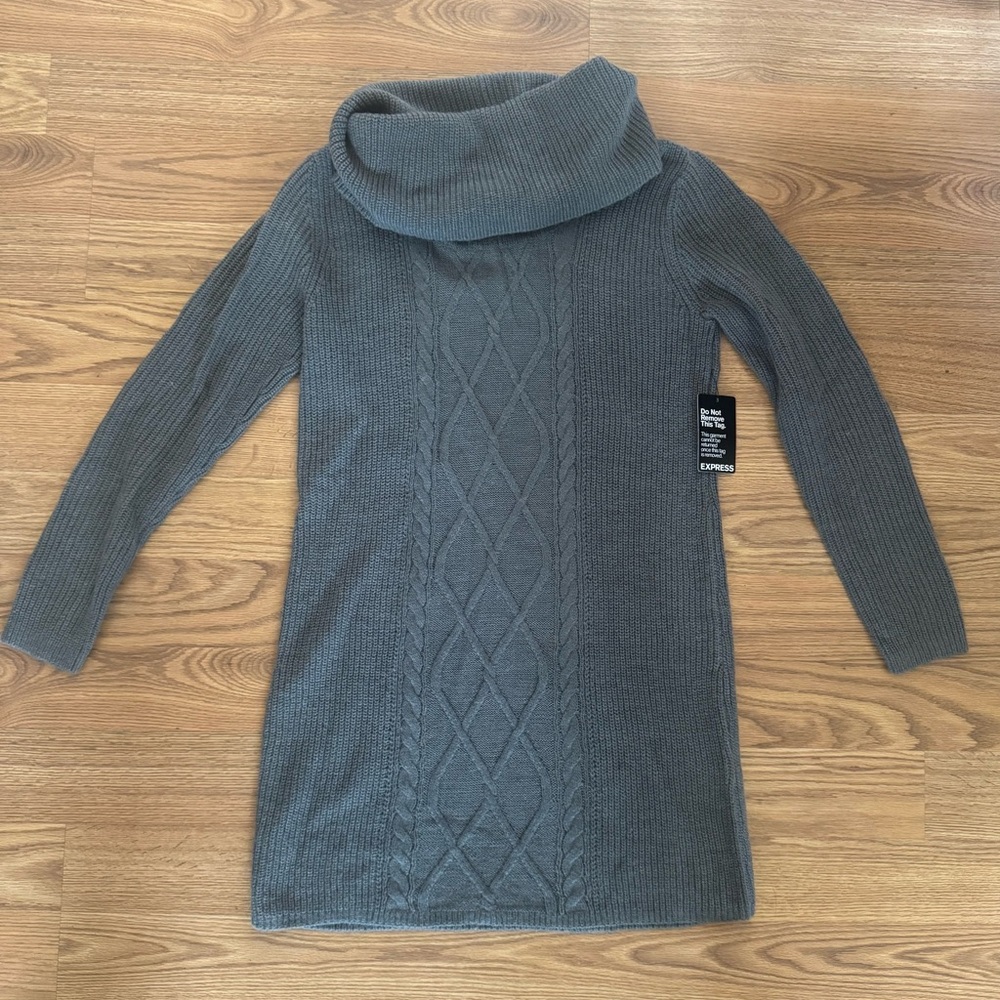 Express Grey Cable Knit Sweater Dress NWT!